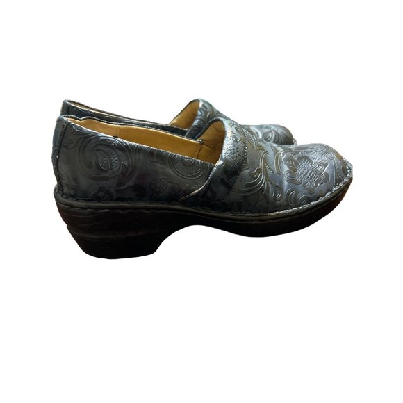 Bass Sheena Blue Vegan Leather Embossed Slip-On Loafers Clogs Size 7.5 - Picture 3 of 7